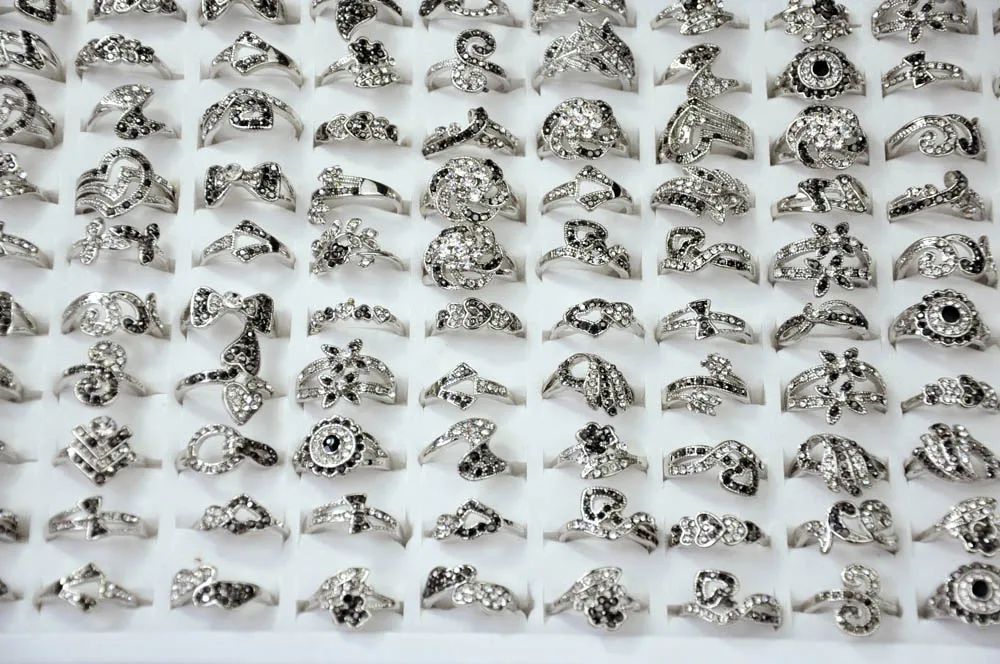 120 шт. женские кольца с кристаллами LR4058