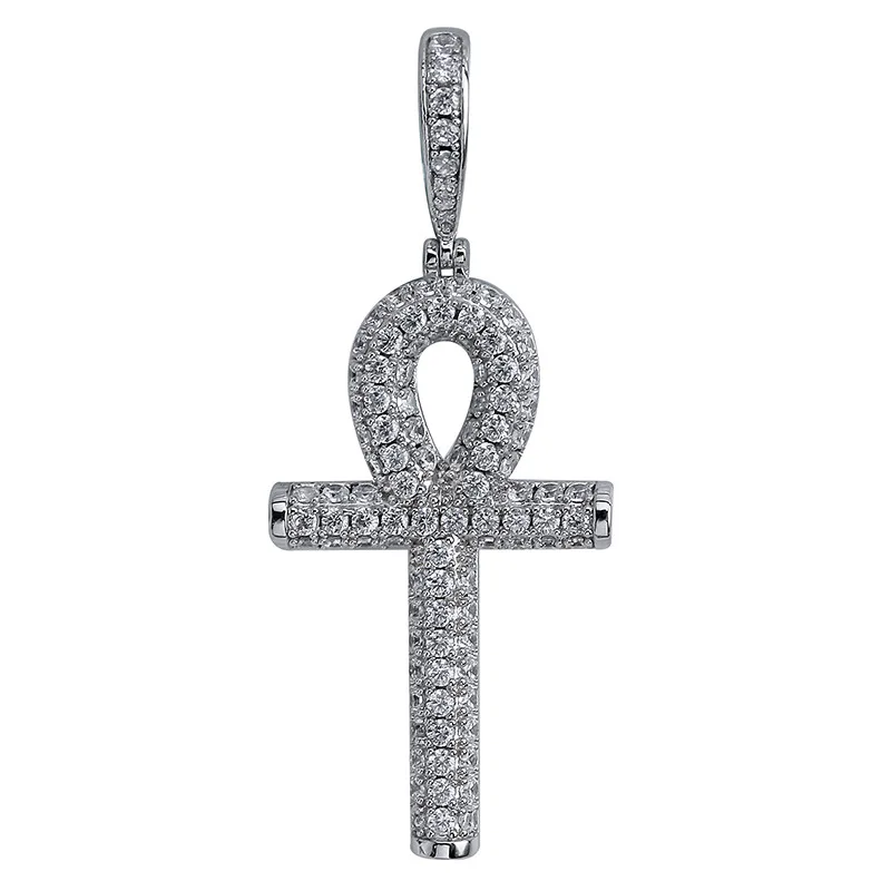 Подвеска в стиле хип хоп Ankh крест AAA CZ камень проложили Bling Iced Out подвески ожерелья