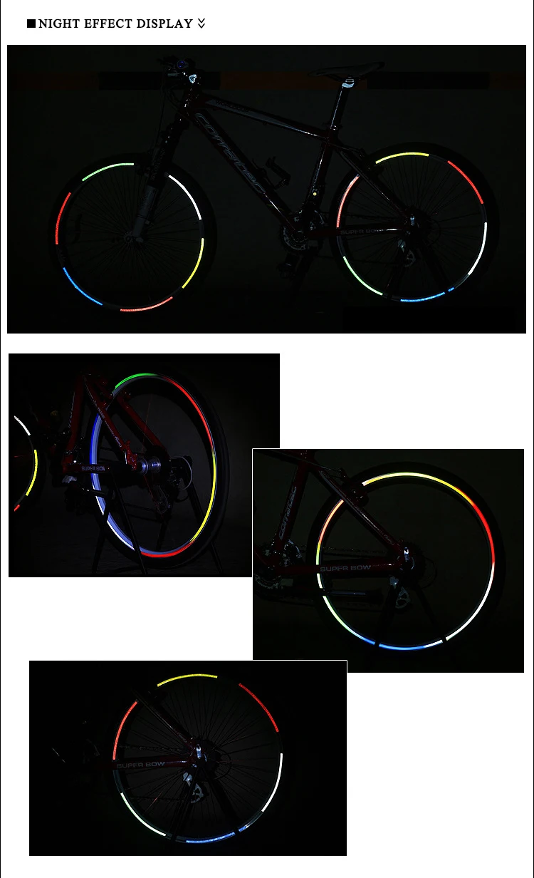 AQQ Bicycle reflector Fluorescent MTB Bike Bicycle Sticker Cycling Wheel Rim Reflective Stickers Decal Accessories