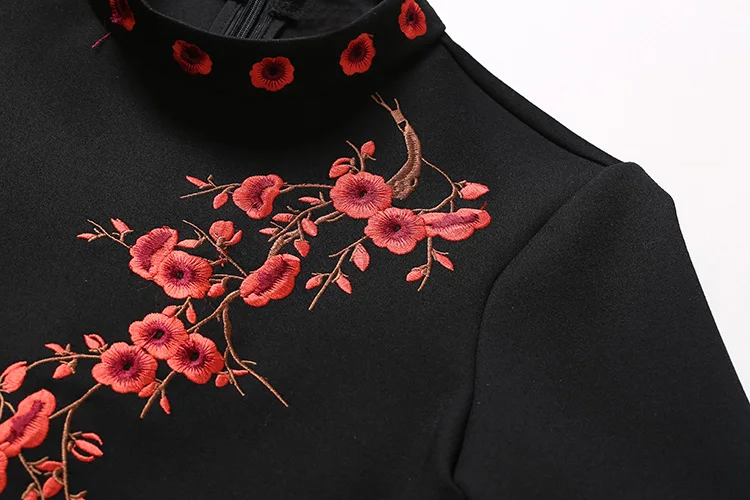 Новинка, зимние женские платья с вышивкой сливы,, Vestidos, Украина, Женская посылка, облегающее черное платье, Kerst Jurk Dames Robe Femme 620362