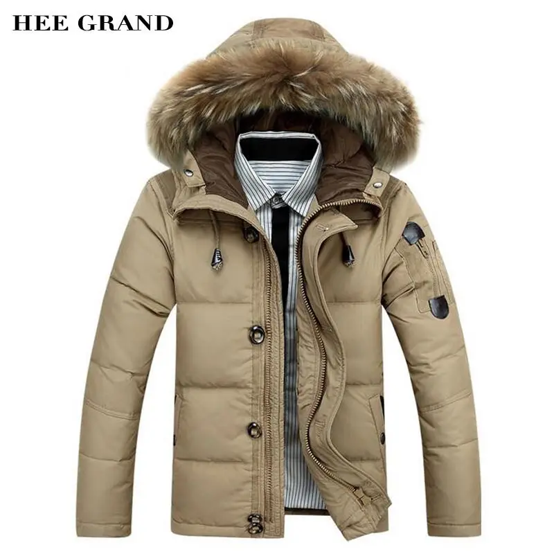 HEE GRAND/Мужское зимнее теплое пуховое пальто 2018 новое поступление с меховым