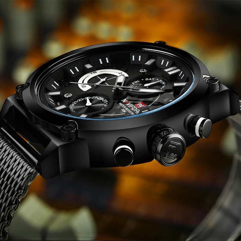 NAVIFORCE мужские часы с датой недели, спортивные мужские часы, Топ бренд, Роскошные, военные, бизнес, натуральная кожа, кварцевые мужские часы, подарок 9068