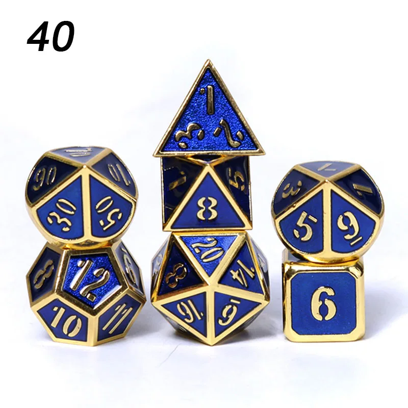 Chengshuo игральные кости DND Металл РГП набор многогранных Подземелья и Драконы d20 10 8 12 настольная игра цинковый сплав Серебристые цифровые кубики узор - Цвет: 40