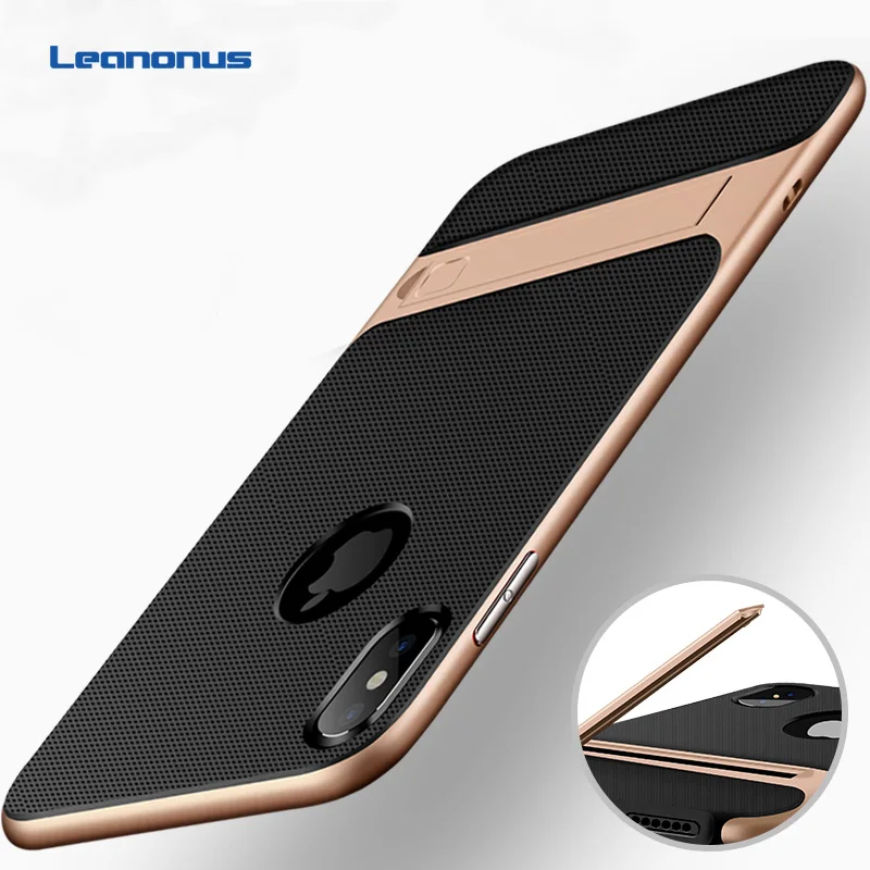 Чехол для iPhone XS ТПУ силиконовый + поликарбонатный чехол подставка X Max XR 7 Plus 11 Pro