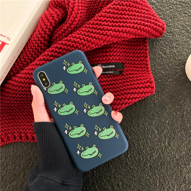 Cute cartoon dinosaur pure color soft shell phone Case For Apple iphone 6 6s 7 8 Plus X XS XR MAX |