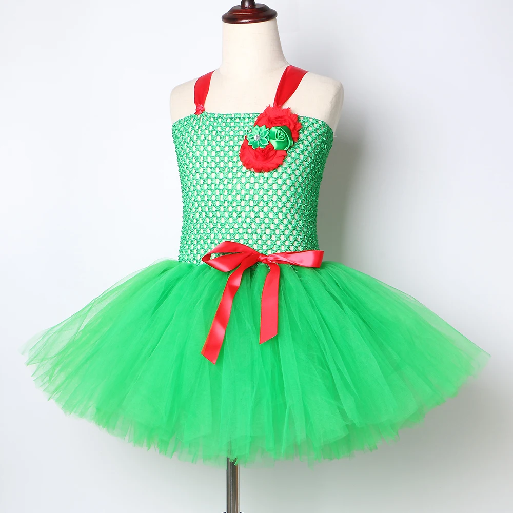 Girls Frog Tutu Dress Green and Red Flowers Kids Birthday Party Dresses for Dance Christmas Halloween Cosplay Costume | Детская одежда