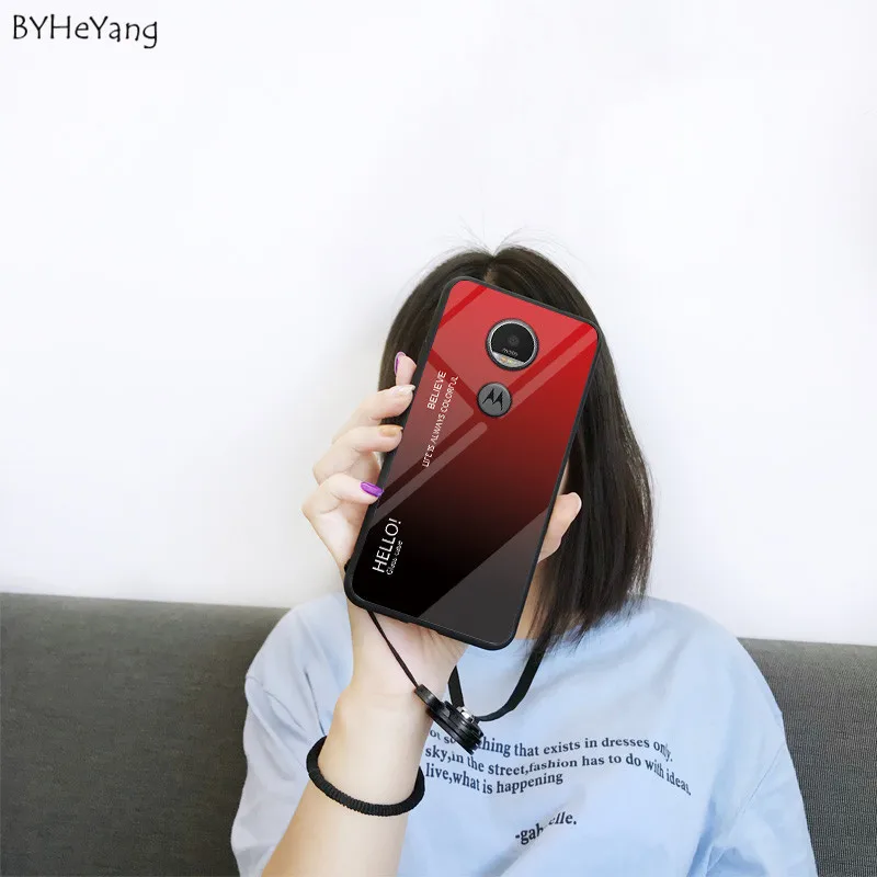 For Motorola Moto G6 Play Case Luxury Hard Tempered Glass Fashion Gradient Protective Back Cover case play full capa |