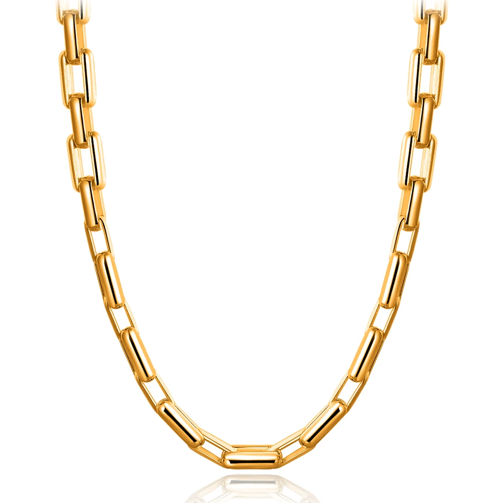 Женское длинное вечерние жерелье-цепочка золотистого цвета длиной 9 мм 50 см |