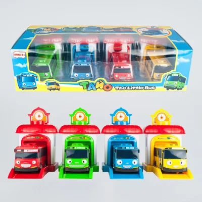 4pcs set-with box KIDAMI 4 шт. маленькая Миниатюрная модель Tayo Bus детские игрушки Корея мультфильм, игрушки для детей, малышей, детей и друзей подарки машинки - Цвет: 4pcs set-with box