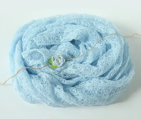 8wrap n headband 40x150 см реквизит для фотосъемки новорожденных плед из ангорской козьей шерсти+ повязка на голову, набор трикотажных фотографий, эластичная ткань для младенцев, аксессуары - Цвет: 8wrap n headband