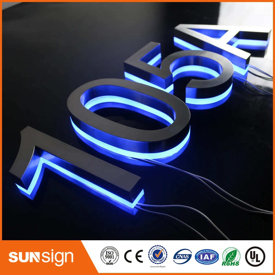 

H 35cm Customized 3D backlit led letters stainless steel channel screwfix door numbers house numbers for ourtdoor used