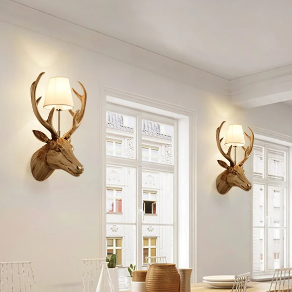 Настенные светильники с оленем и рогами белые черные искусственные для дома