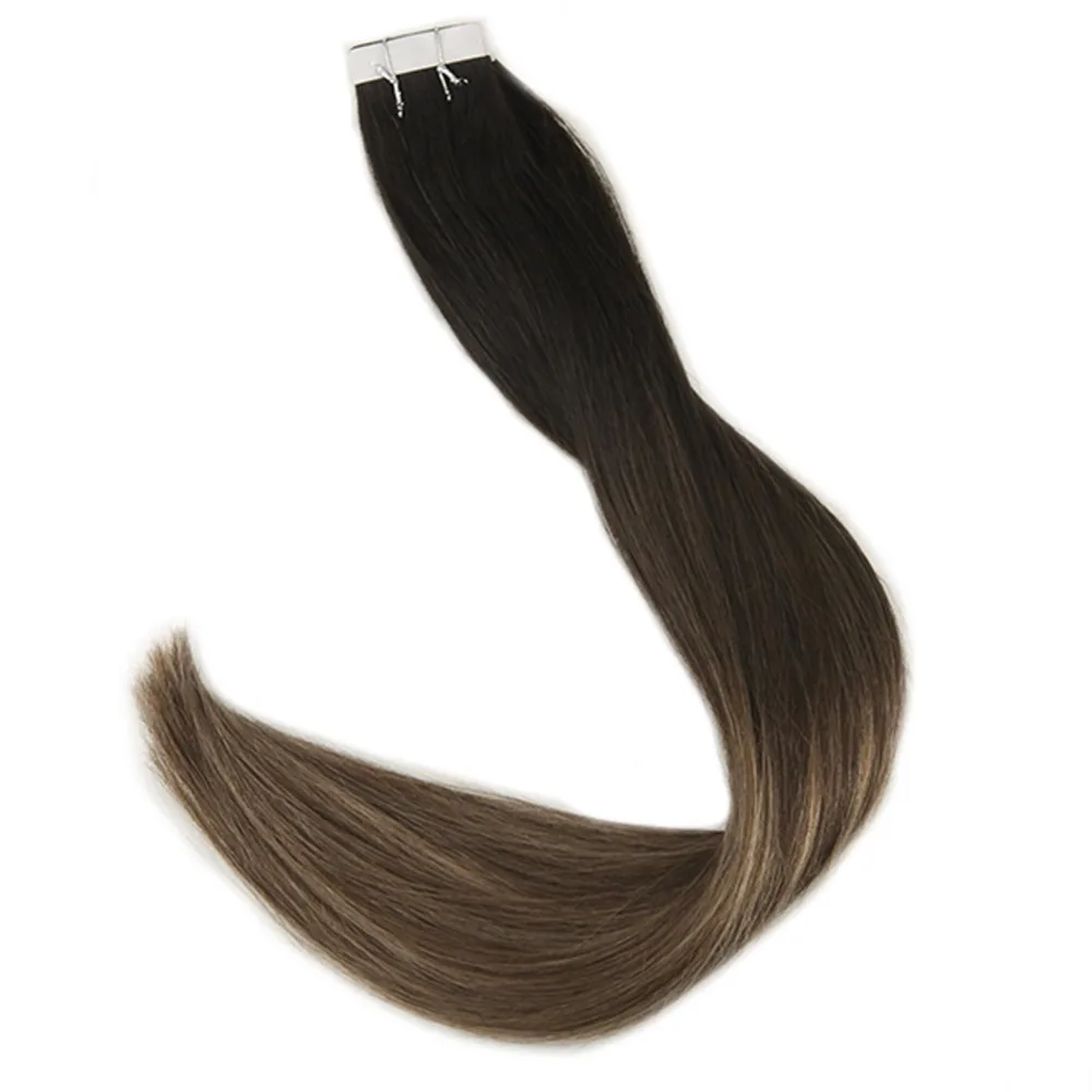1B 6 27 Full Shine Tape in Hair Extensions 50 Gram Glue On Hair Balayage Color Machine Remy Human Hair Extensions Invisible Hair Tapes - Цвет: 1B 6 27