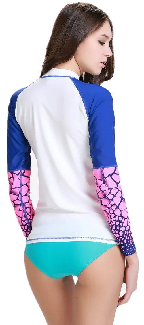 

2019 New UPF50+ sun protection rash guard Women's surfing diving shirt Long Sleeve surf shirt colorful wetsuits top
