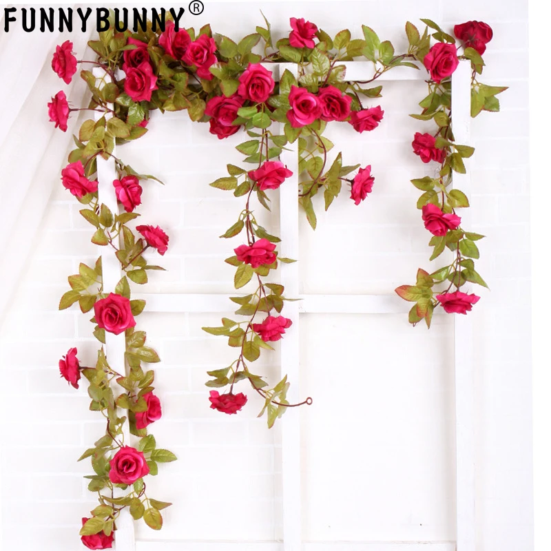 FUNNYBUNNY искусственные шелковые цветы Осенняя роза лоза Реалистичная висячая