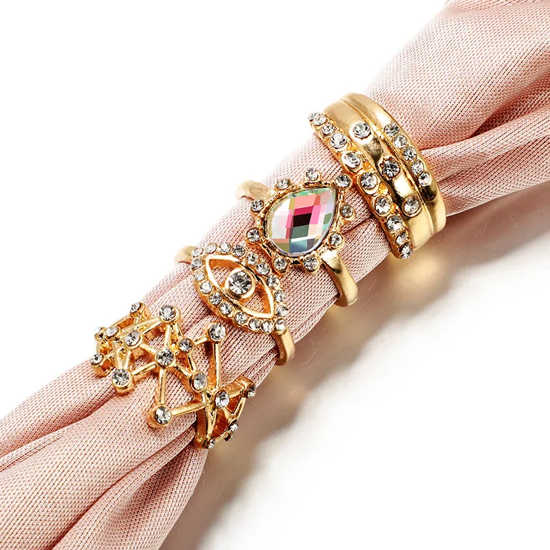 Женское кольцо на палец Boho 4 шт./лот золотого цвета в стиле панк-рок | Украшения и