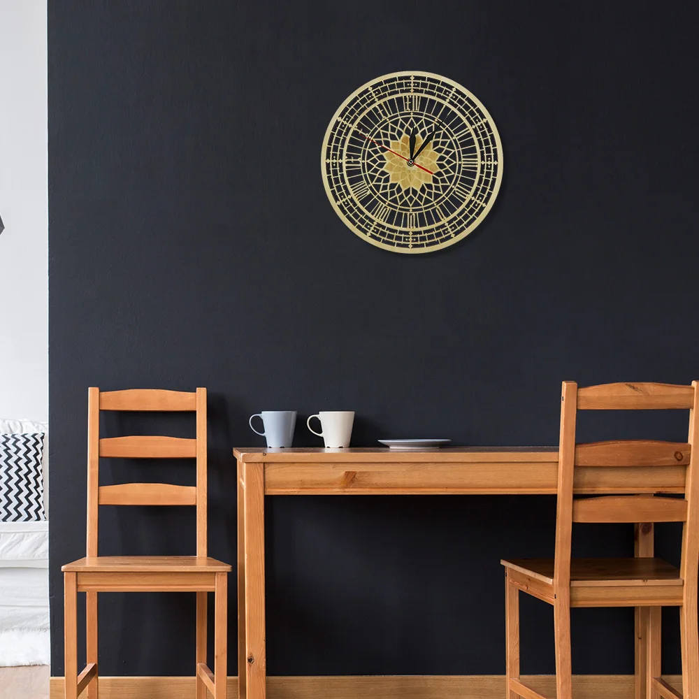 Большие часы в лондонском стиле из дерева тихий кварцевый с изображением башни