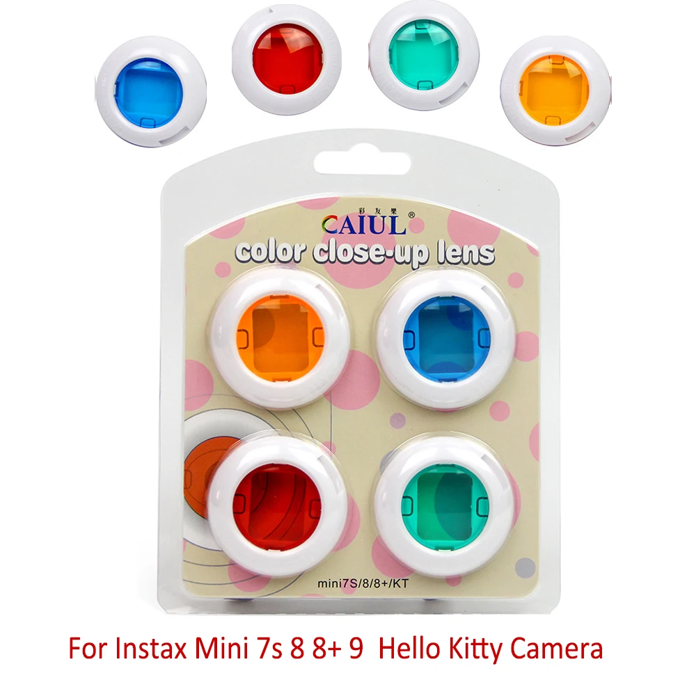 

Цветное зеркало фильтра для объектива Fujifilm Instax Mini 7s 8 8 + 9, 4 цвета, пленка Hello Kitty, мгновенная камера