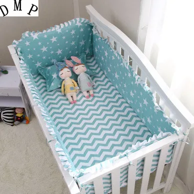 

6PCS Cartoon Baby Bedding Set Bed Linen Cot Bedding Set bedroom decor Cotton Baby Clothes bedroom (4bumpers+sheet+pillow cover)