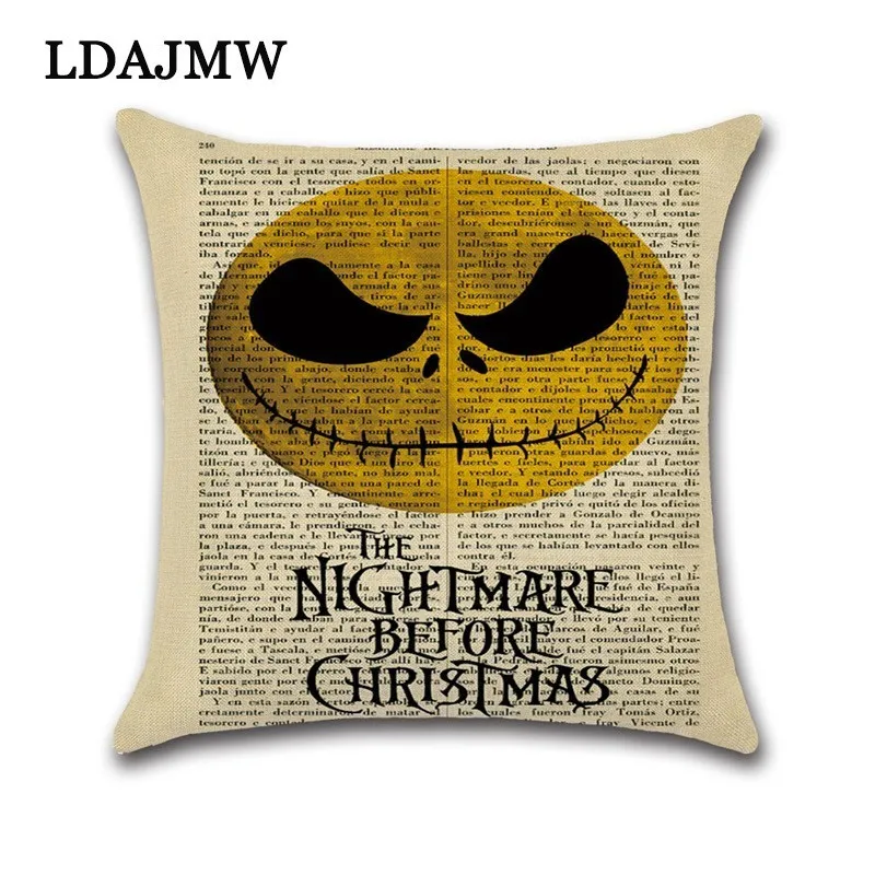 LDAJMW 2018 в стиле Хэллоуин газета мультфильм животный узор наволочка льняная
