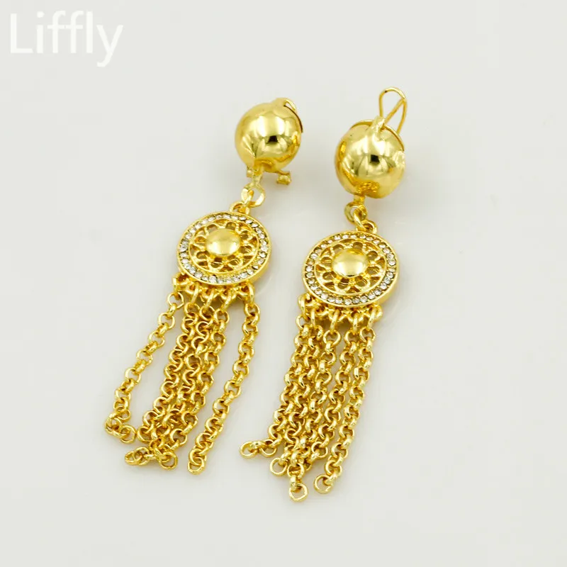 Оптовая продажа модные африканские золотые драгоценности наборы Длинная