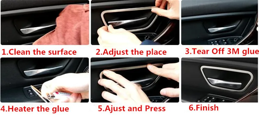 

For Series 3 F30 320i 328i 2013-2015 Stainless Steel Inner Interior Door Handle bowl Cover Trim Frame Sticker 4Pcs/Set
