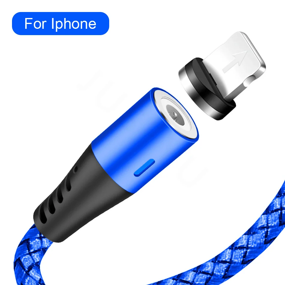 1 м/2 м Магнитный USB кабель для быстрой зарядки и передачи данных для iPhone X Xs Max XR магнитное зарядное устройство Micro usb type C кабель для samsung S10 - Цвет: Blue For iPhone