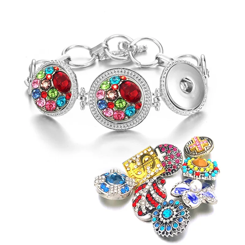 

Hot Sale 113 Fashion Vintage Engraving Fit 18mm Snap Button Metal Bracelet Bangle Interchangeable Charm Jewelry Women Gift