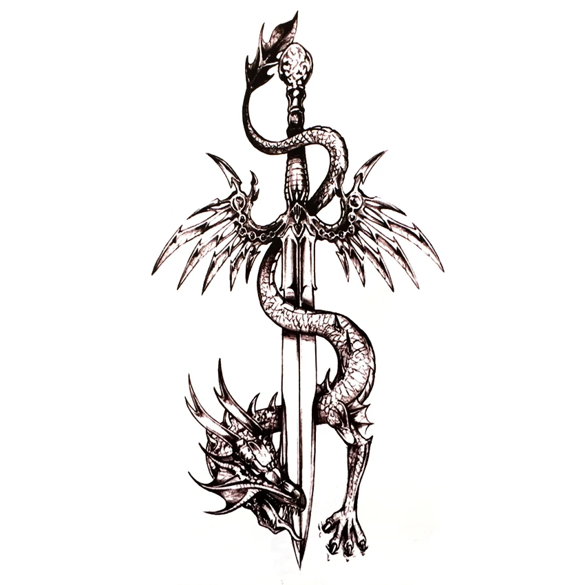 

3pcs Dragon Sword Waterproof Temporary Tattoos men Harajuku Tatoo Stickers Tattoo Body Art Henna Animal temporary tattoos