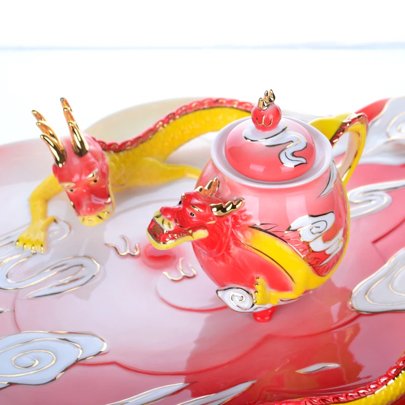 Керамика Эмаль Дракон 8 шт./компл. дома посуда для напитков чайный горшок чашка