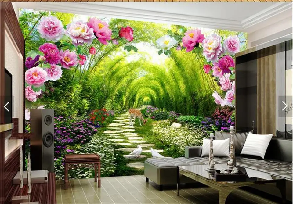 3d Custom photo mural wallpaper Garden shade flower door decor painting wall murals for walls 3 d | Обустройство дома
