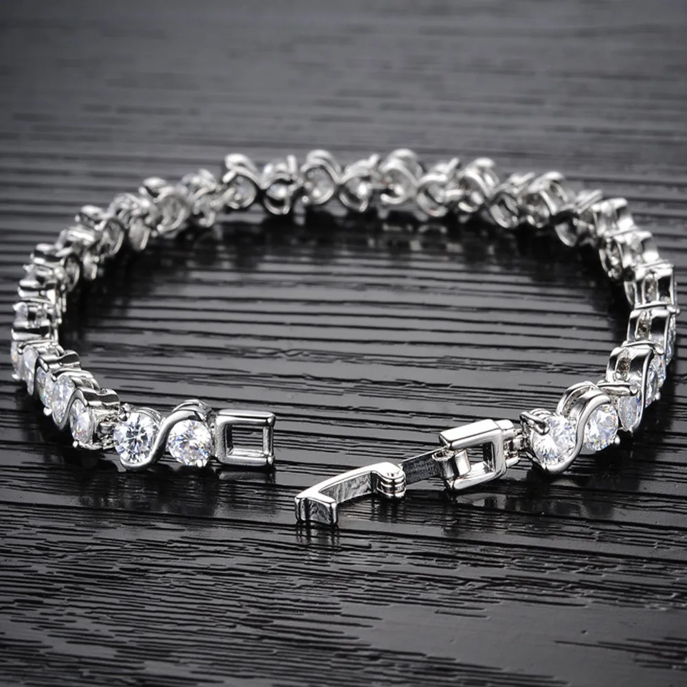 Кристаллы от Swarovski Блестящий Теннис браслет для Для женщин Роскошные ААА