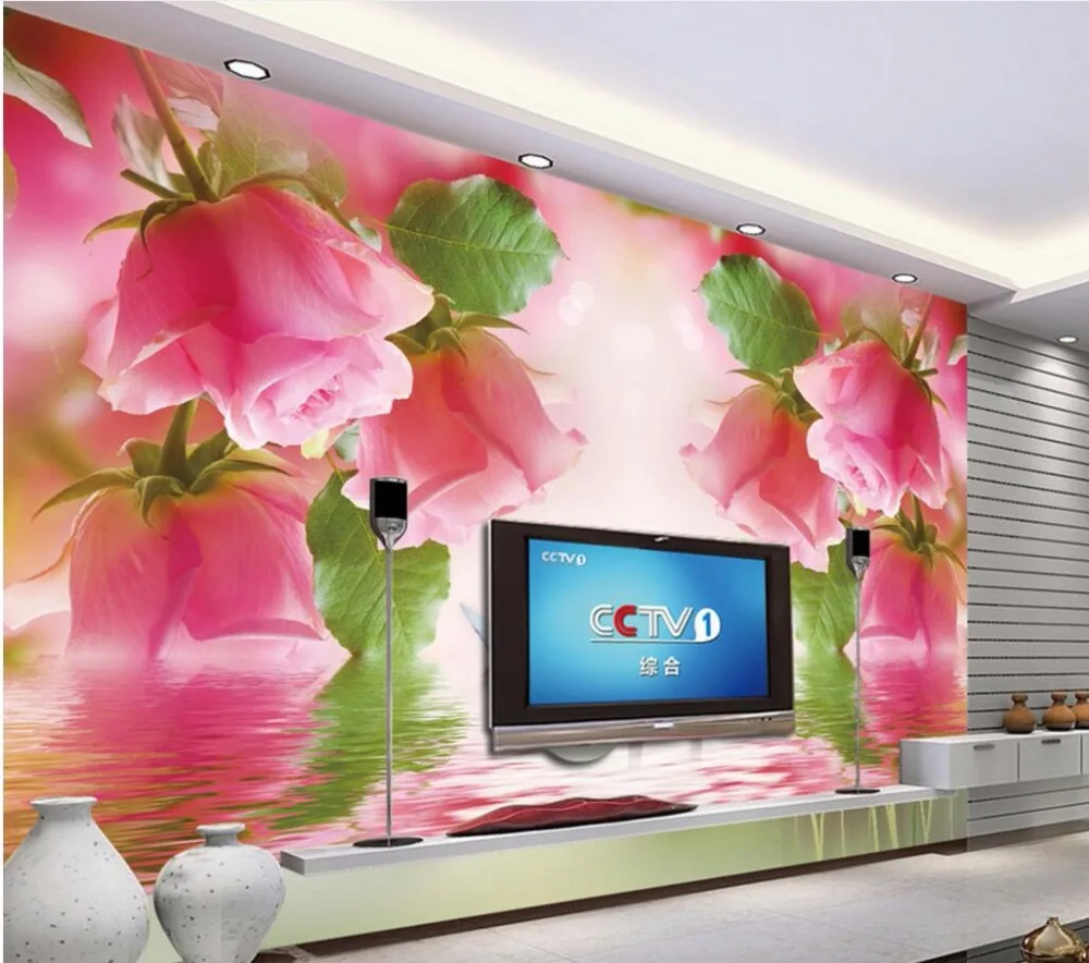 Настенные 3D-обои на заказ картина с изображением лебедя розовых роз настенные 3d