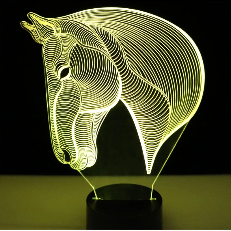 

3D LED Night Lights Horse Head Side with 7 Colors Light for Home Decoration Lamp Amazing Visualization Optical Illusion Awesome