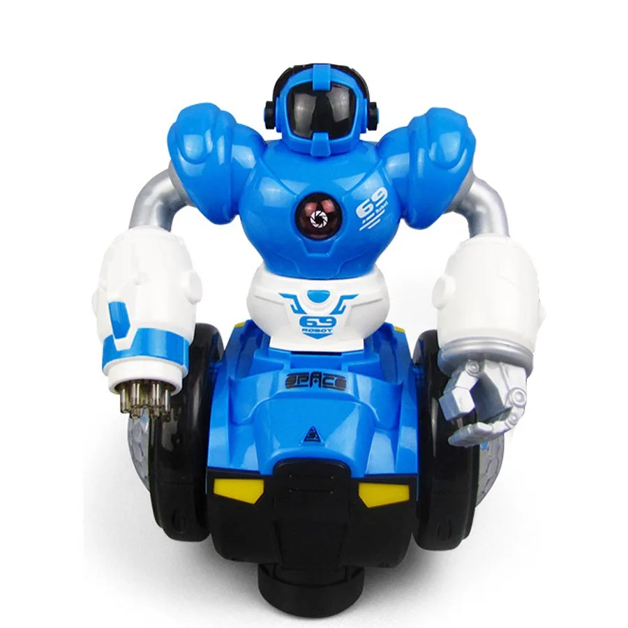 Blue Without box 360 Вращающаяся Электронная танцевальная игрушка-робот для автомобиля, музыкальный мигающий для мальчиков, Детские интерактивные питомцы, Электронная ходящая игрушка для детей - Цвет: Blue Without box