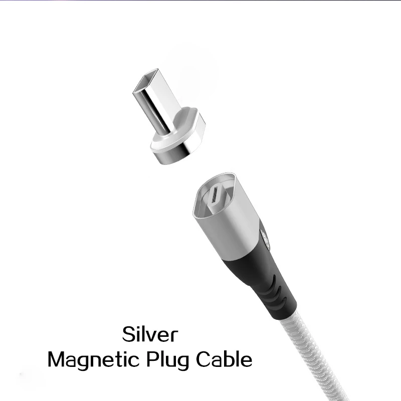Silver Магнитный кабель Micro USB для iPhone samsung type-c 3A Быстрая зарядка Магнитный адаптер зарядного устройства usb type C кабели для мобильных телефонов - Тип штекера: Silver