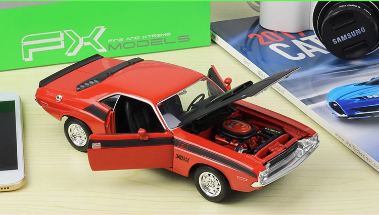 WELLY 1:24 Масштаб литой игрушечный автомобиль 1970 DODGE Challenger T/A Модель автомобиля металлический классический игрушечный автомобиль из сплава для детей Коллекция подарков