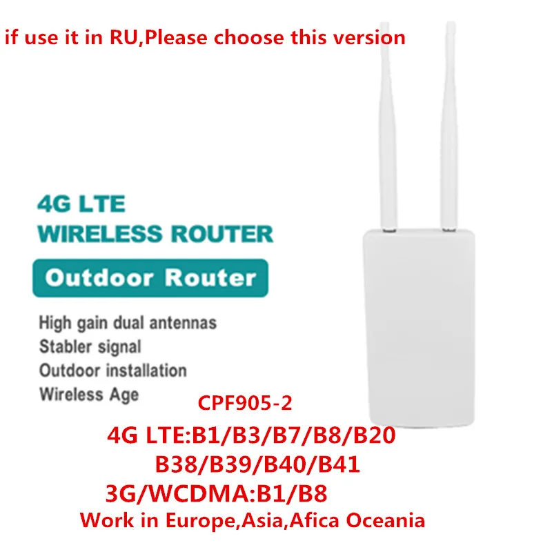 B1B3B7B8B20 KuWFi Водонепроницаемый Открытый 4G CPE Маршрутизатор 150 Мбит / с CAT4 LTE Маршрутизаторы 3G / 4G SIM-карта WiFi-маршрутизатор для IP-камеры / вне зоны покрытия WiFi - Цвет: B1B3B7B8B20