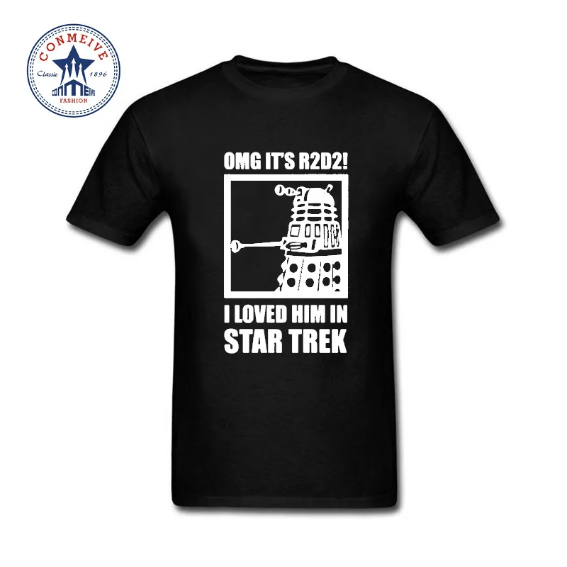 Летняя Новинка 2017 г. Забавный Tee OMG Это R2D2 далек Звездные войны Доктор Кто Trek