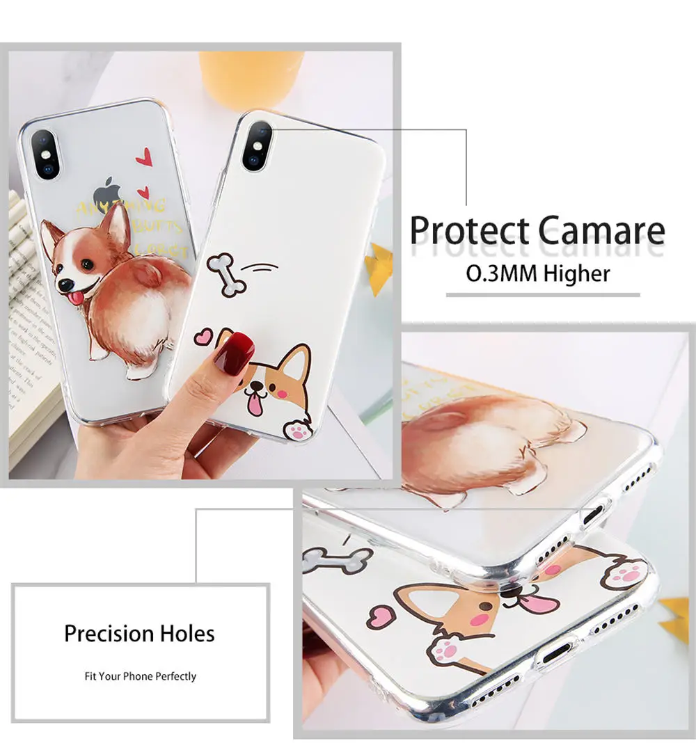 Lovebay прозрачный чехол с животными корги для iPhone 6 6S 7 8 Plus X XS XR XS Max 5 5S SE прозрачные чехлы для телефона собаки мягкая задняя крышка из ТПУ