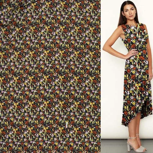 

16momme Шелковый хлопок ткань Граффити стиль пушистый цветочный принт 140 см ширина, SCT431