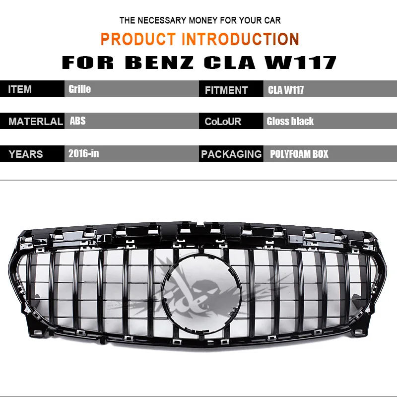 CLA-Class W117 GT R СТИЛЬ передняя решетка ABS черный глянец CLA200 CLA250 CLA300 CLA45 без знака