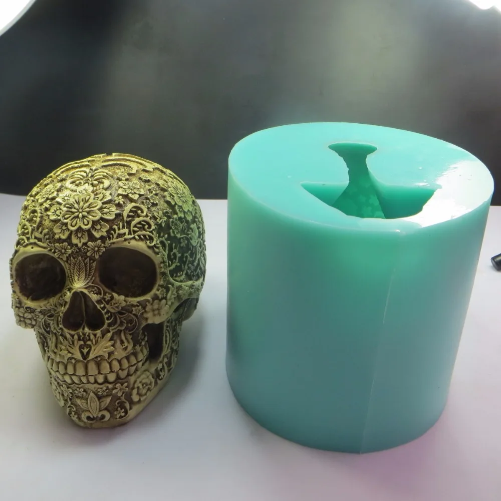QT0006 силикагель Хэллоуин цветок сливы череп силиконовые формы 3D голова черепа для мыла, кекса, шоколада помадка торт плесень кухонные формы
