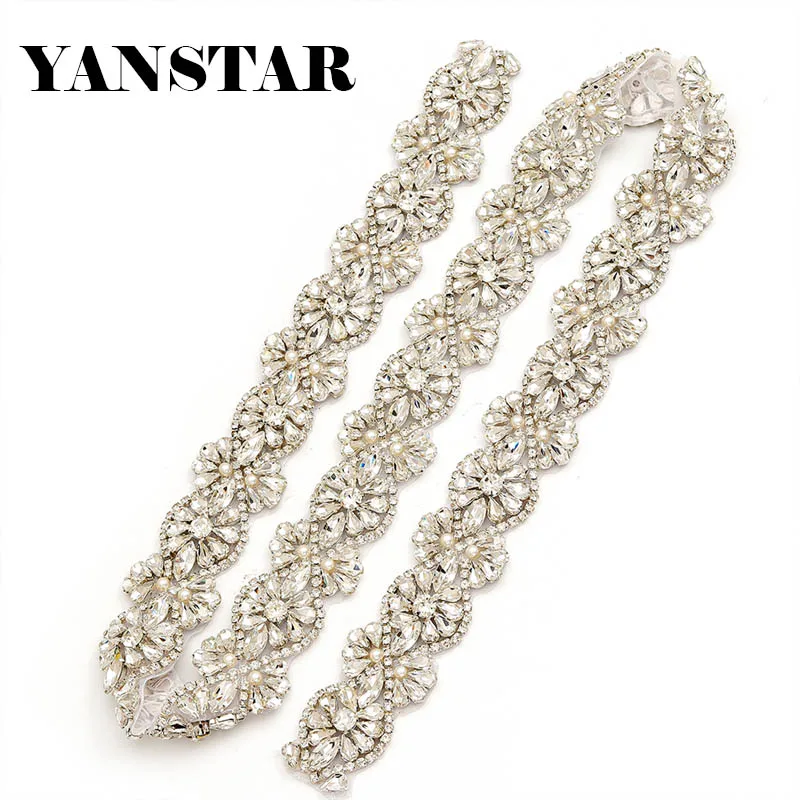 YANSTAR 3 см* 1 ярд лента из страз железо на свадебные платья Пояс носорог с бисером Кристалл на DIY свадебные пояса YS875