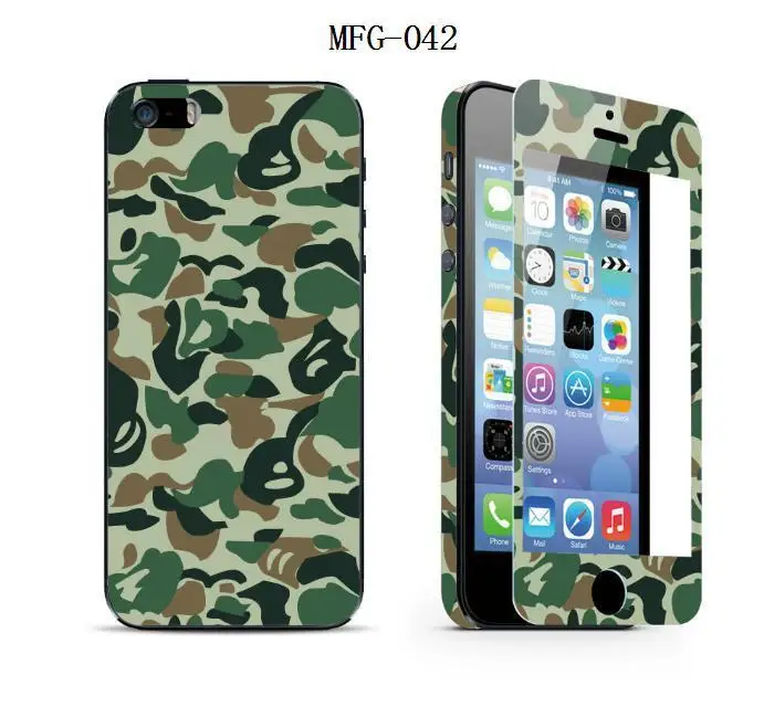 Free shipping Both Front and Back Tempered Glass Colorful Phone Screen Protector man style screen film for iPhone 5 5S 5C ip5s |
