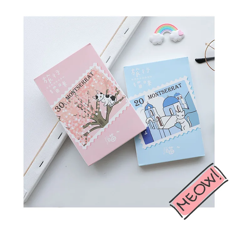 

30 Sheets/Set Novelty Cat Travel Postcard/Greeting Card/Message Card/Birthday Letter Envelope Gift Card