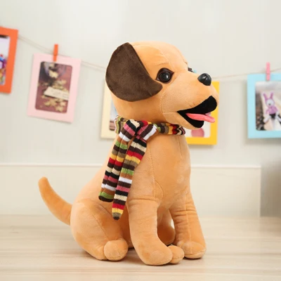 Precio Gran 42cm De Perro De Dibujos Animados Con La Bufanda En Cuclillas Juguete De Peluche De Perro Cojín Suave Regalo De Navidad B0139