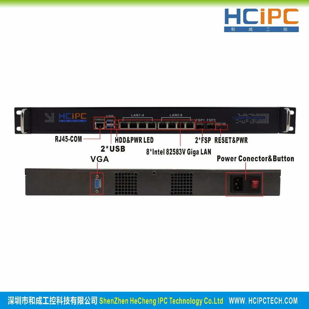 HCiPC B204-2 HCL-SC1037-8L2FSPB 4G + 64G C1037U 82583V 8LAN 2FSP 1U брандмауэр системы маршрутизатор