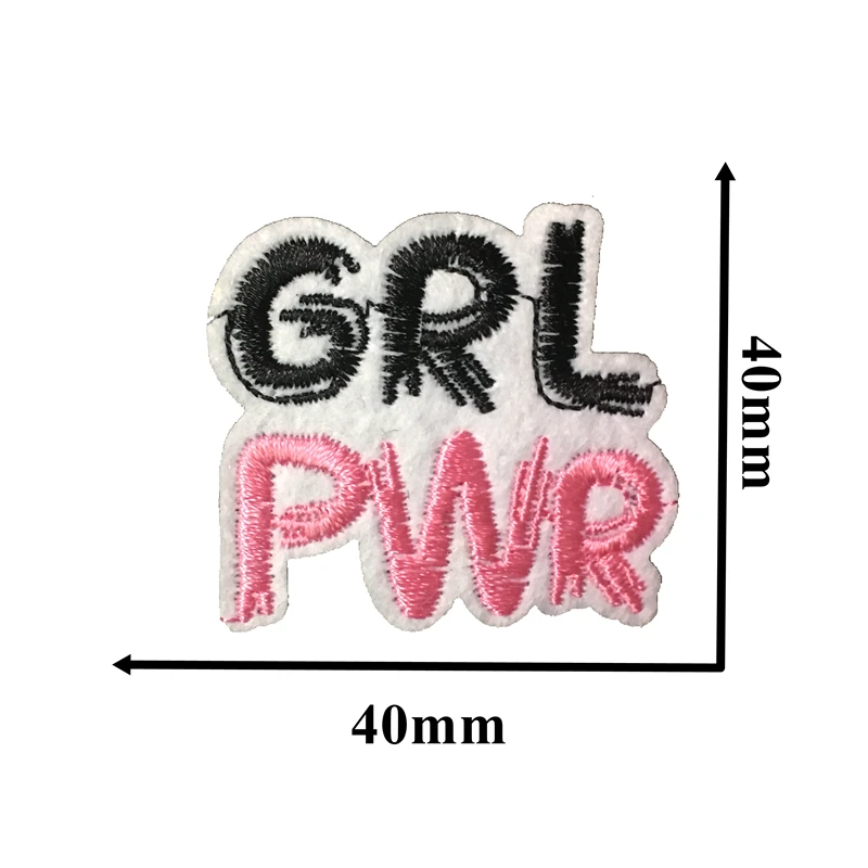 Красная/Розовая вышитая нашивка GRL PWR для одежды шляп сумок вышивка с аппликацией