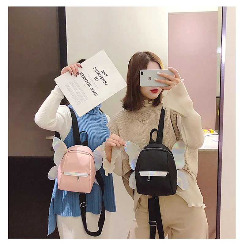 Рюкзак женский с лазерным принтом и крыльями бабочки 2019|Школьные ранцы| |